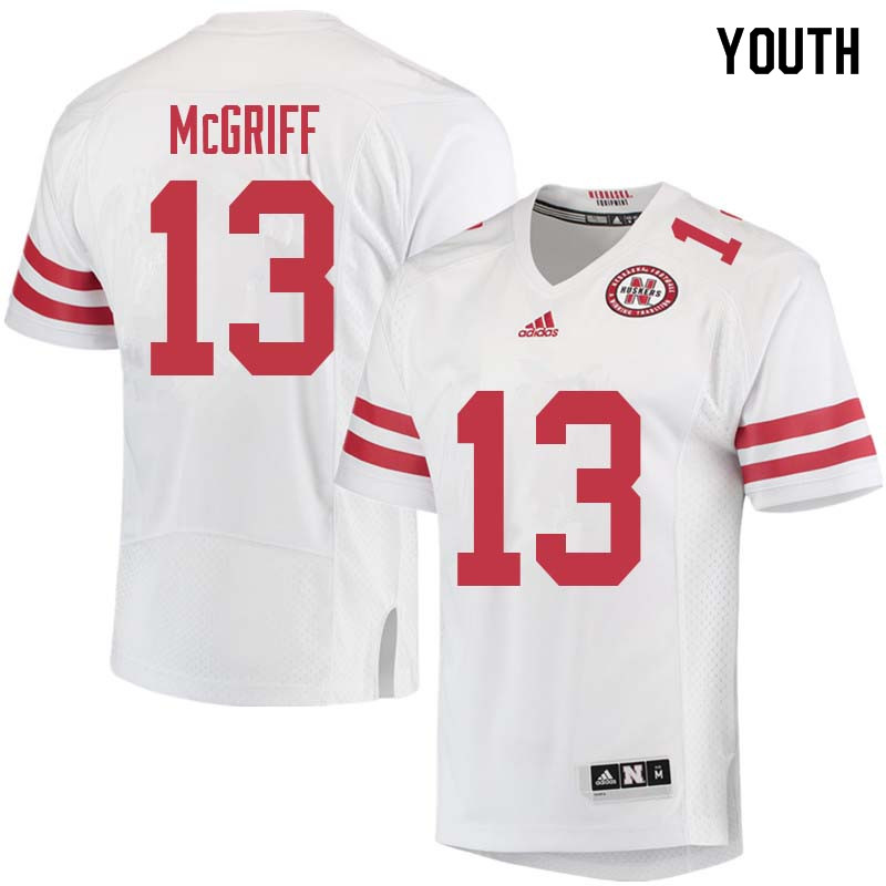 Youth #13 Justin McGriff Nebraska Cornhuskers College Football Jerseys Sale-White - Click Image to Close